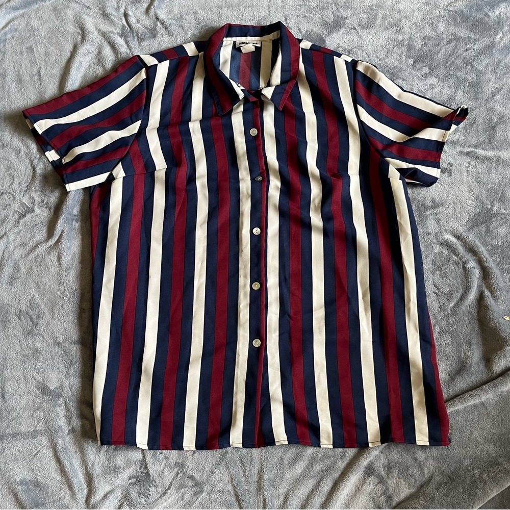 Womens Size 22 Vintage Striped Button Down Shirt